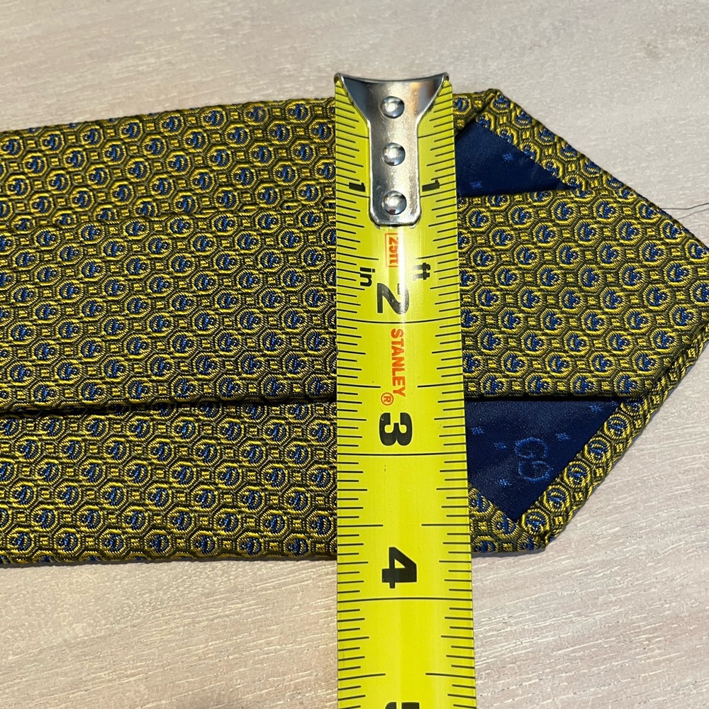 Gucci Vintage Blue and Yellow Silk Tie - Picture 4 of 5